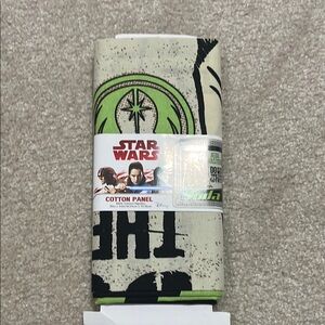 Yoda Star Wars Cotton Fabric Panel with Green and Black Design